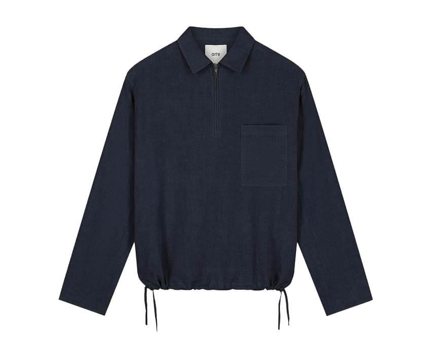Arte Linen Quarter Zip Pullover "Navy"