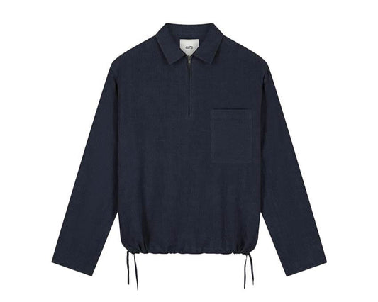 Arte Linen Quarter Zip Pullover "Navy"