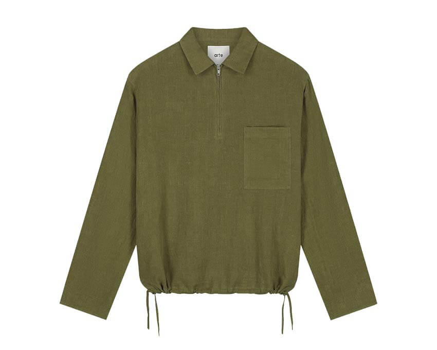 Arte Linen Quarter Zip Pullover "Green"