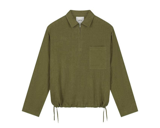 Arte Linen Quarter Zip Pullover "Green"