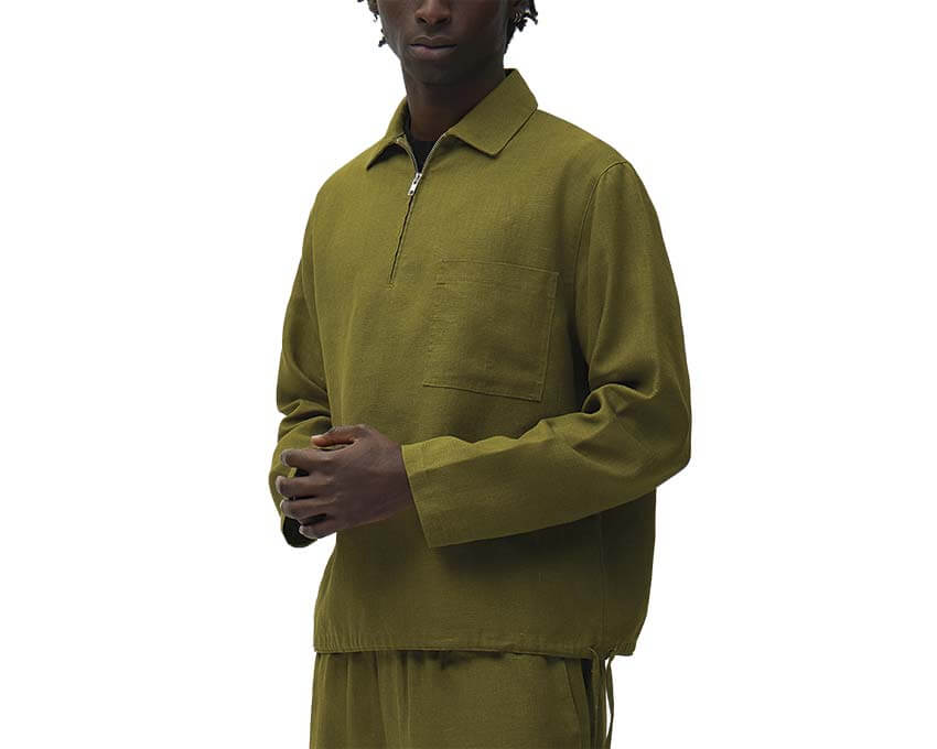Arte Linen Quarter Zip Pullover "Green"
