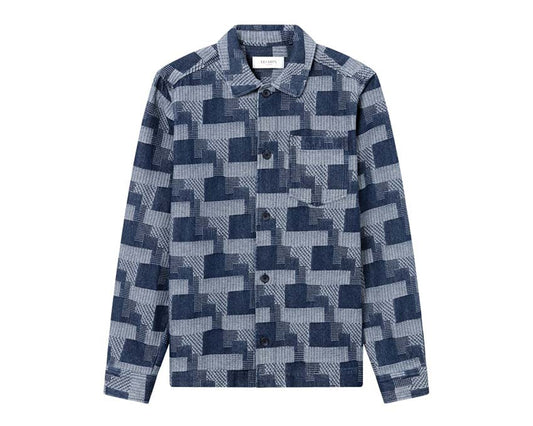 Les Deux Layton Denim Jacquard Overshirt