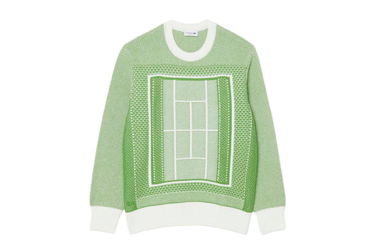 Tennis Court Graphic Jacquard Sweater