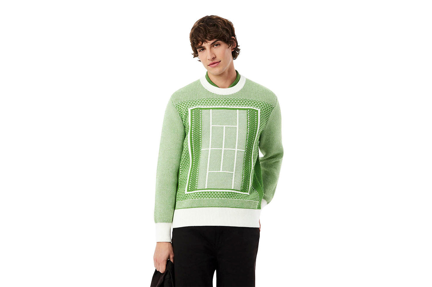 Tennis Court Graphic Jacquard Sweater